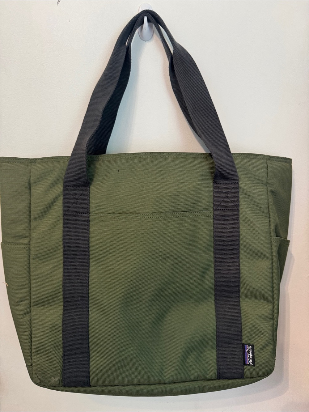 Patagonia Olive Green Tote with Black Straps